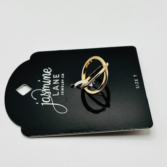 Jasmine Lane Gold X Criss Cross Ring Size 7 Modern Fashion Jewelry NWT - Picture 2 of 3